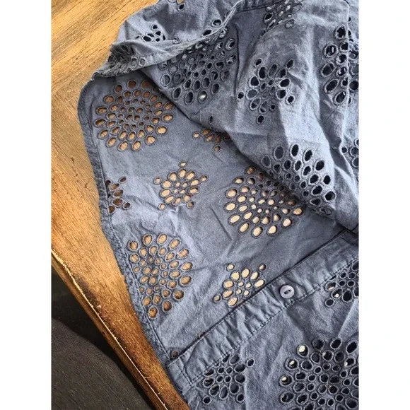 NWOT Michael Stars L Bernadette Button Shirt Dress Eyelet 124969 - Picture 3 of 6